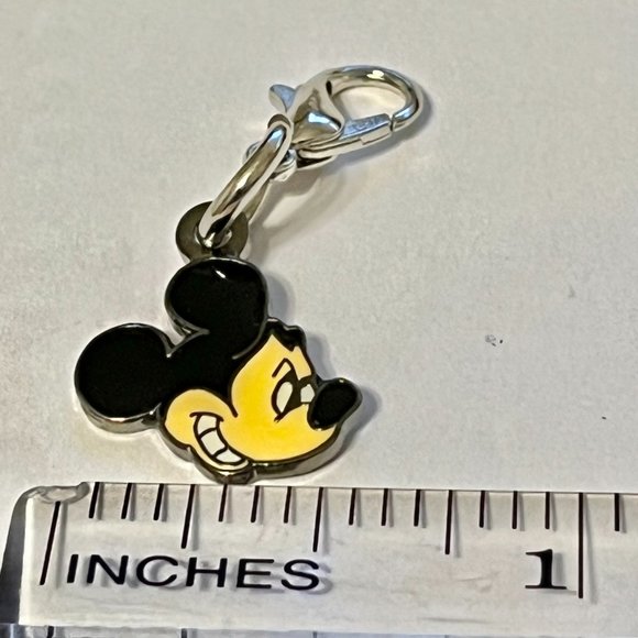 Vintage Mickey Mouse Clip Charm Bracelet Zipper Pull Backpack Purse Black Enamel - Picture 5 of 8